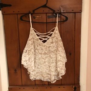 Express White lace tank top